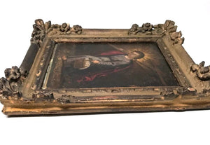 Antique Eighteenth Century French Religious Framed Painting on Copper