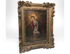 Antique Eighteenth Century French Religious Framed Painting on Copper