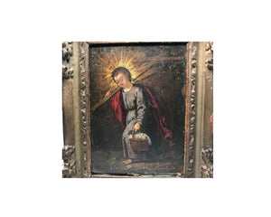 Antique Eighteenth Century French Religious Framed Painting on Copper