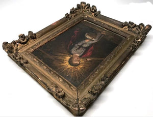 Antique Eighteenth Century French Religious Framed Painting on Copper