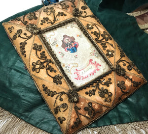 RARE Antique Eighteenth Century Silk Framed Monastery Work Reliquary|Ex Voto Saint Jacobus