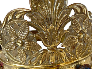 Unusual LARGE Gilded Hammered Bronze Napoleon III Era Gilded Religious Santos Crown