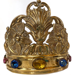 Unusual LARGE Gilded Hammered Bronze Napoleon III Era Gilded Religious Santos Crown