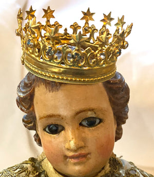 Rare TINY Gilded Brass French Santos Religious Crown