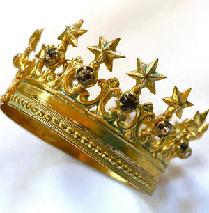 Rare TINY Gilded Brass French Santos Religious Crown