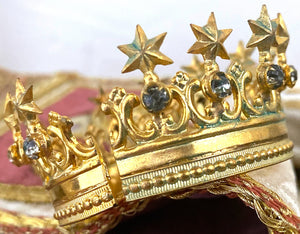 Rare TINY Gilded Brass French Santos Religious Crown