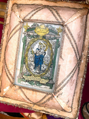 Antique 1700's Italian Convent Work Framed Reliquary