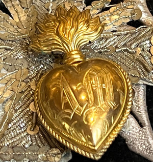 Rare Large Monogram "AM" Antique French Sacred Heart