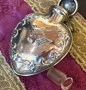 Fine Antique English Silver Heart Flacon