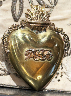 Antique Italian Flaming Sacred Heart