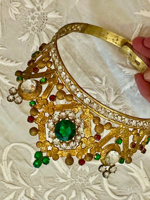 Spectacular Antique French Bejeweled Santos Religious Crown