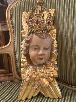 Antique Belgian Domed Christ Child Religious Santos Crown