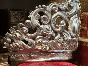 Antique Silver Religious Repousse Santos Crown