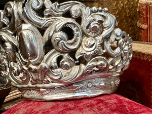 Antique Silver Religious Repousse Santos Crown