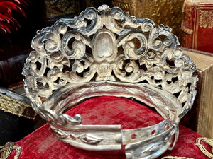 Antique Silver Religious Repousse Santos Crown