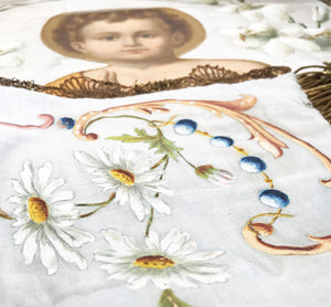This item has SOLD** Antique Nineteenth Century Cloister Work Religious Double Side Chromolithograph Processional Banner