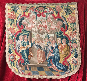 Magnificent Antique 17th Century French Ecclesiastic Needlework Vestment Cope Hood