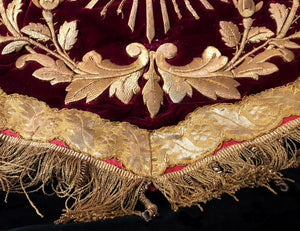 THIS ITEM HAS SOLD*** Antique Napoleon III Era French Velvet and Giltwork Embroidery Ecclesiastic Cope Hood