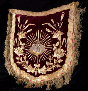 THIS ITEM HAS SOLD*** Antique Napoleon III Era French Velvet and Giltwork Embroidery Ecclesiastic Cope Hood