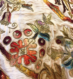 THIS ITEM IS SOLD*** Antique 19th Century French Ecclesiastic Silk Vestment Cope With Silk and Metallic Embroidery