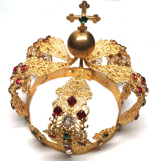 Large Spectacular Antique Nineteenth Century French Gilded Filigree Religious Couronne Royale