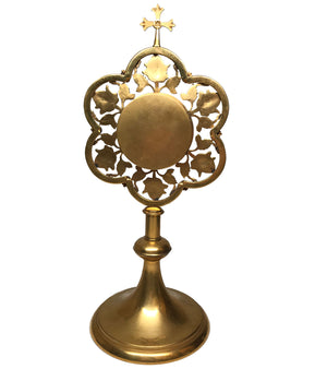 This item has SOLD**Antique 19th Century French Standing Bronze and Gilded Brass Reliquary Ex Voto