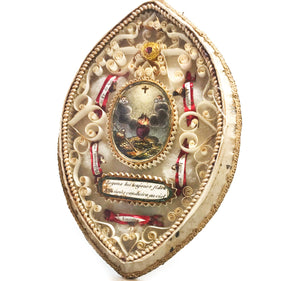 This item has SOLD***Antique Nineteenth Century French Monastery Work Reliquary Sacred Heart