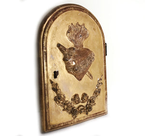 This Item has SOLD***Antique 18th Century French Gilded Wooden Sacred Heart Religious Tabernacle Door