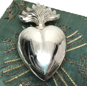 This item has SOLD**RARE Antique Nineteenth Century French Silver Sacred Heart Ex Voto Initial, J (Jesus)