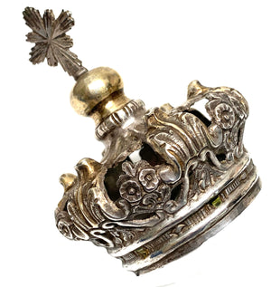 This item has SOLD**RARE Small Antique Italian Silver and Bronze Religious Santos Crown