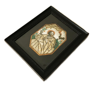 This item is SOLD ***Antique 18th Century Framed Religious Monastery Work Reliquary, St Peter