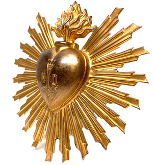 THIS ITEM IS SOLD*** Antique 19th Century French Gilded Brass Sacred Heart Rayonnant