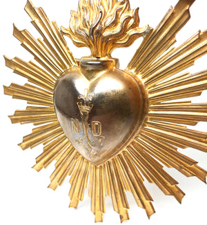 THIS ITEM IS SOLD*** Antique 19th Century French Gilded Brass Sacred Heart Rayonnant