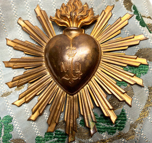 This item has SOLD Antique 19th Century French Gilded Brass Sacred Heart Rayonnant