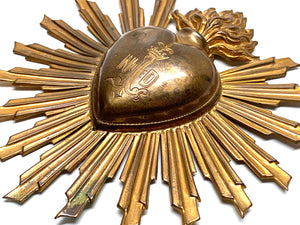 This item has SOLD Antique 19th Century French Gilded Brass Sacred Heart Rayonnant