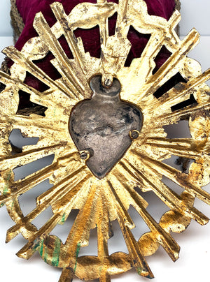 This item has SOLD** Antique French Gilded Cast Bronze Eighteenth Century Pierced Sacred Heart Rayonnant