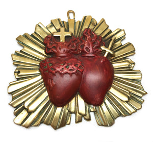 This item has SOLD*** Antique 19th Century French Gilded Bronze Pierced Sacred Heart Ex Voto