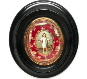 This item is SOLD*** Antique 19th Century French Reliquary with Chromolithograph Medallion