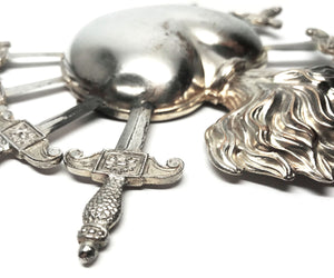 THIS ITEM HAS SOLD*** Antique Seven Sorrows French Silver Sacred Heart