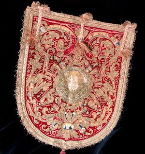 Antique Seventeenth Century Italian Velvet and Embroidered Ecclesiastical Textile