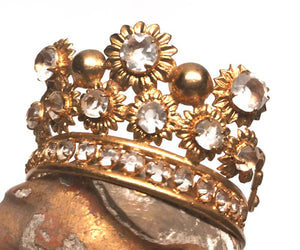 THIS ITEM HAS SOLD*** RARE Small Antique Gilded Brass Santos Madonna Tiara